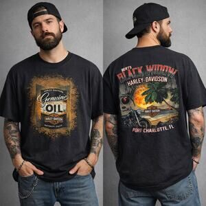 Harley Davidson Black Widow T Shirt 2XL USA Made Graphic Biker Tee Made In USA